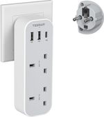 UK to European Travel Plug Adapter with 3 USB Multi Plug Outlet for Spain France