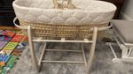 Hardly Used Mamas&Papas Rocking Moses Basket, With Mattress/ Stand.Neutral Color