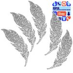 New Iron On Silver Feather / Leaf DIY Rhinestone Patches Set of 5