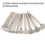 Shank Inverted Cone Diamond Grinding Head For Stone Ceramics Carving 2.35mm