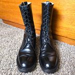 Dehner Laced Tank Boots Mens US 10 W Black Leather Mid-Calf Lace-Up Lug Sole