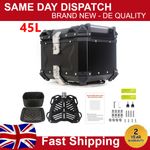 45L Motorcycle Rear Top Box Luggage Tail Carrier Tool Case Aluminium Alloy Black