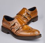 Men's Shoes Handmade Leather Tan Brogue Double Monk Wing Tip Formal Casual Boo