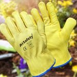 Yellow Leather Gardening Gloves Thorn Proof Mens Womens Protective Driver Work