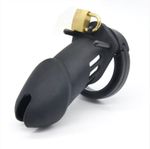 Black Flexible Cock Cage with Lock & Adjustable Ball Ring for Men Silicone Male