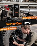 WOLFBOX Portable 4000A Jump Starter LED and 160PSI Portable Air Compressor Pump