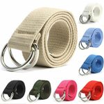 Mens Womens Belt Canvas D Ring Fabric Webbing Waist Belts Waistband Ladies UK