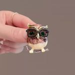 Art Deco Style Enamel Crystal Doctor Owl Brooch Badge Pin Gift