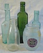 5 x Vintage Bottles Green Sheildhall Coffee Chicory Small Clover Milk Barrel