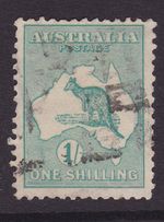KANGAROO SCARCE 1915 1/- Green 2nd WMK USED SG 28 (SC12)