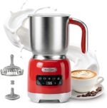 Hazel Quinn 5in1 Electric Milk Frother 400ml Hot Cold Foam Maker LED Red
