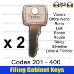 2 x Filing Cabinet Spare Keys Lowe & Fletcher Bisley  Silverline Triumph Staples