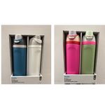 Owala FreeSip Water Bottle 2 Pack 680ml Leak-Proof Flask White/Blue & Pink/Green