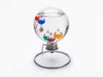 Galileo Thermometer Globe 14cm Glass Ball Multi Colour Spheres Chrome Stand Gift