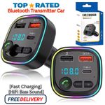 Wireless Fm Transmitter Car 5.3 Dual USB PD Fast Car Charger Adapter Bluetooth