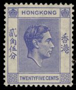 HONG KONG GVI SG149, 25c bright blue, M MINT. Cat £29.