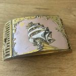 VINTAGE METAL EMBOSSED SAIL SHIP JEWELLERY TRINKET CIGARETTE BOX ENAMEL CASE  