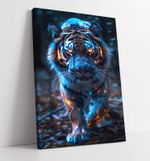 COOL ORANGE GLOWING TIGER ANIMAL CANVAS WALL ART PICTURE PRINT