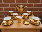 Mid Century Gold Coffee Set, Bavarian Porcelain by Johann Seltmann Vohenstrauß