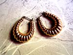 gold ribbed  hoop earrings 14K
