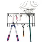 HEAVY DUTY GARDEN TOOL HOLDER WALL RACK WITH HANGER HOOKS GARAGE OUTDOOR SHED