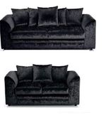 Corner Crushed Velvet Sofa Black Glitz Footstool Swivel Armchair 3 2 Seater