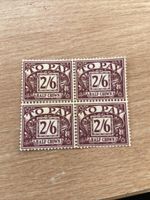 GB postage due SG D54 2/6 purple/yellow used  - block of 4. CDS. Ref EF8