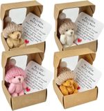 4 PCS Worry Bear,Mini Plush Bears Set,Handmade Mini Plush Teddy Bears in Box,Bea