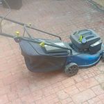 Petrol Push Rotary Lawn Mower with Grass Collection Bag Blue/Grey/Black