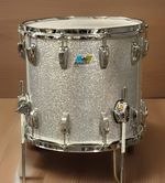 Vintage ludwig Silver Glitter 14x14 Floor Tom Blue And Olive Badge 