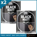 2 x MATT BLACK NON-DRIP PAINT 300ML FAST DRYING INDOOR OUTDOOR HIGH PERFORMANCE