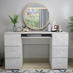 High Gloss 6 Drawers Computer Desk White Study Home Office Makeup Dressing Table