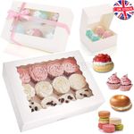 Windowed Cupcake Boxes 4, 6, 12 Cup Cakes with Removable Trays Wedding Birthday