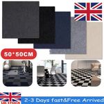 Carpet Tiles 4/20/40pcs 50x50cm Non‑Slip Flooring Rugs Office Home Retail 5m²