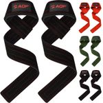 AQF Suede Leather Gym Straps Neoprene Padded Weightlifting Powerlifting Deadlift