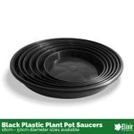 Plant Pot Saucers | Round Black Plastic Water Drip Trays/Bases | Sizes 13cm-50cm