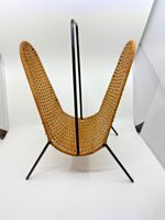 Vintage Wicker Metal Freestanding Magazine/Record Rack Stand. Retro.