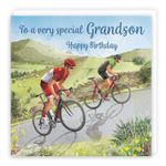 Grandson Birthday Card 148x148mm – Cycling Hill Climb, Road Bike