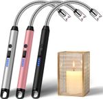 3 Pack Electric Candle Lighter USB C Rechargeable, Long Reach BBQ Lighter with