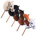 Wooden Hobby Horse Toy Kids Ride-On Plush Head Handle Adult Racing Imperial