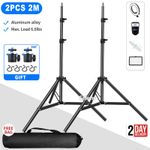 2PCS 79" 2M Light Stand Tripod Adjustable Photography LED Flash Photo Studio Bag