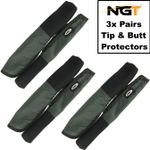 3 x Pairs NGT Tip And Butt Rod Protectors Deluxe Neoprene Carp Fishing