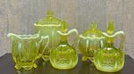 RARE Fenton Cactus Vaseline Opalescent Glass Cruet Sugar Creamer Jar Choice