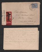 MALAYA 1940 SCARCE PATRIOTIC FUND LABEL TIED BY CENSOR TO US WWII COVER & LETTER