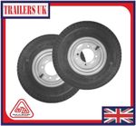 2 x Trailer Wheels and Tyres 400x8" Fit MP6812, Daxara 127 and Erde 122 (Pair)