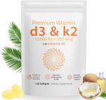 120 Count Vitamin D3 K2 Supplement Softgel, 2 in 1 Vitamins D & K Complex, Vitam