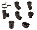 Rainwater Down Pipe Accessories - Black Round Pipe - Black Downpipe Components