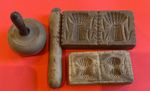Antique Scottish Primitive Scottish Butter Moulds - Trio with sheaves pattern.