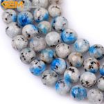 Natural K2 Blue Azurite Granite Gemstone Loose Beads For Jewelry Making Strand