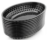 Plastic Food Basket Black Oval Polyproylene Chips Basket 23cm x 15cm Pack of 6